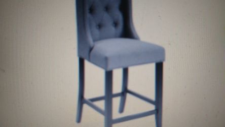 Baronet Tufted Button Upholstered Fabric Bar Stool in Gray