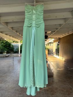 Sage Green Strapless Beaded Ruched Evening vintage Gown 6 XS S