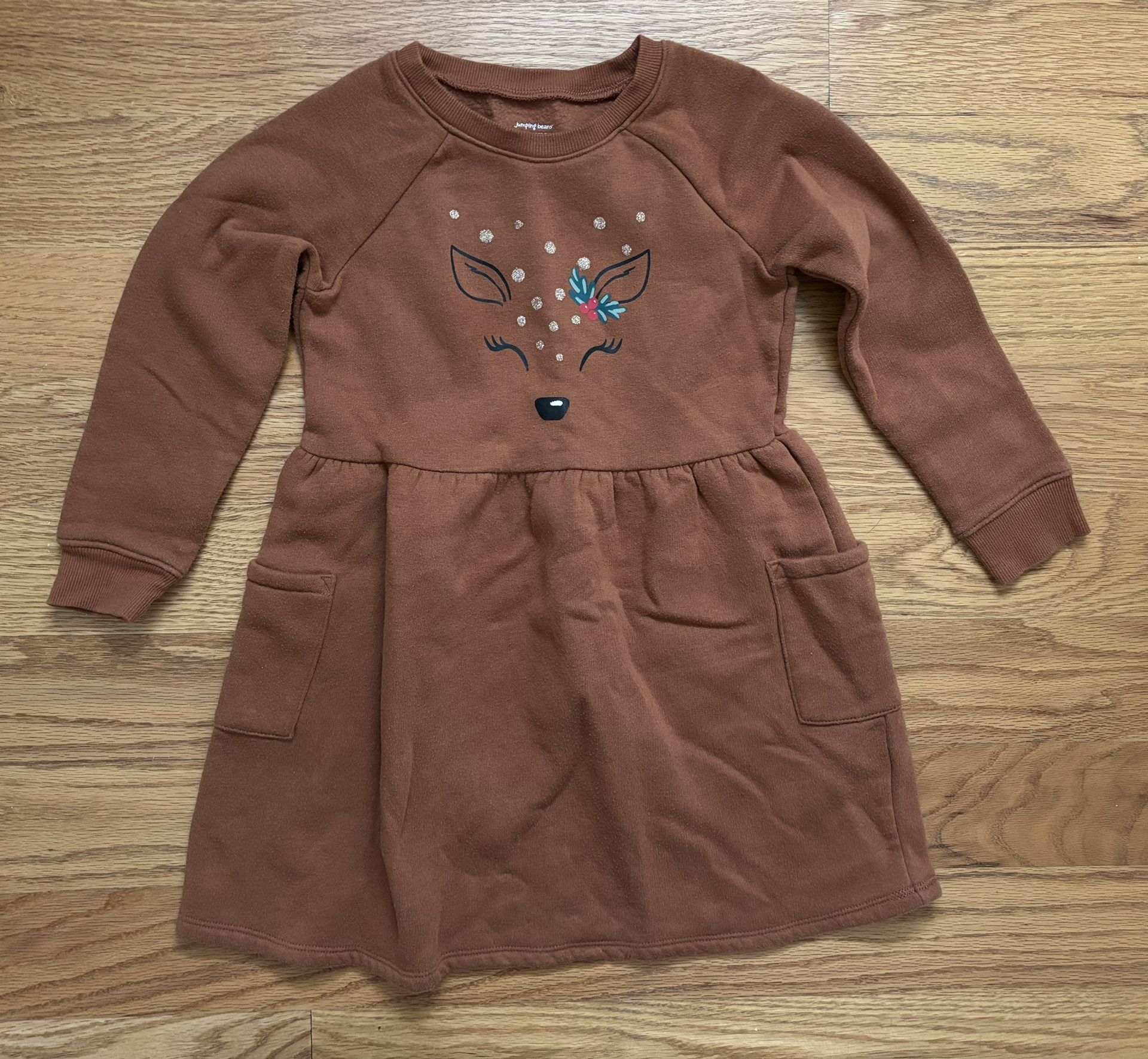 Jumping Beans Softest Fleece Long Sleeve Reindeer Pocket Dress - 5