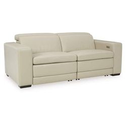 Leather Reclining Electronic Loveseat 