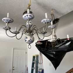 8 Light Delft Chandeliers