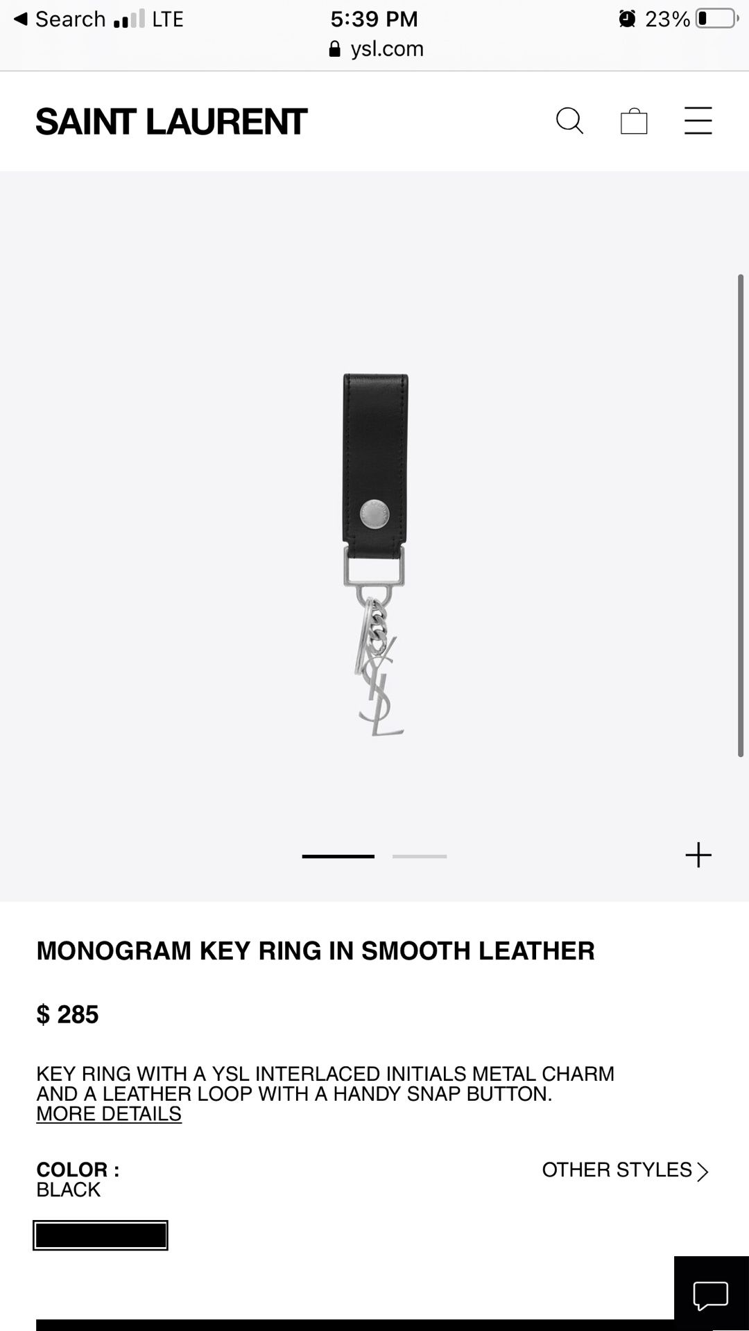 Saint Laurent Silver Leather KeyChain