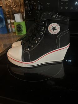 Black Converse Heels 8.5