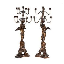 Large Baroque-Style Figural Candelabras