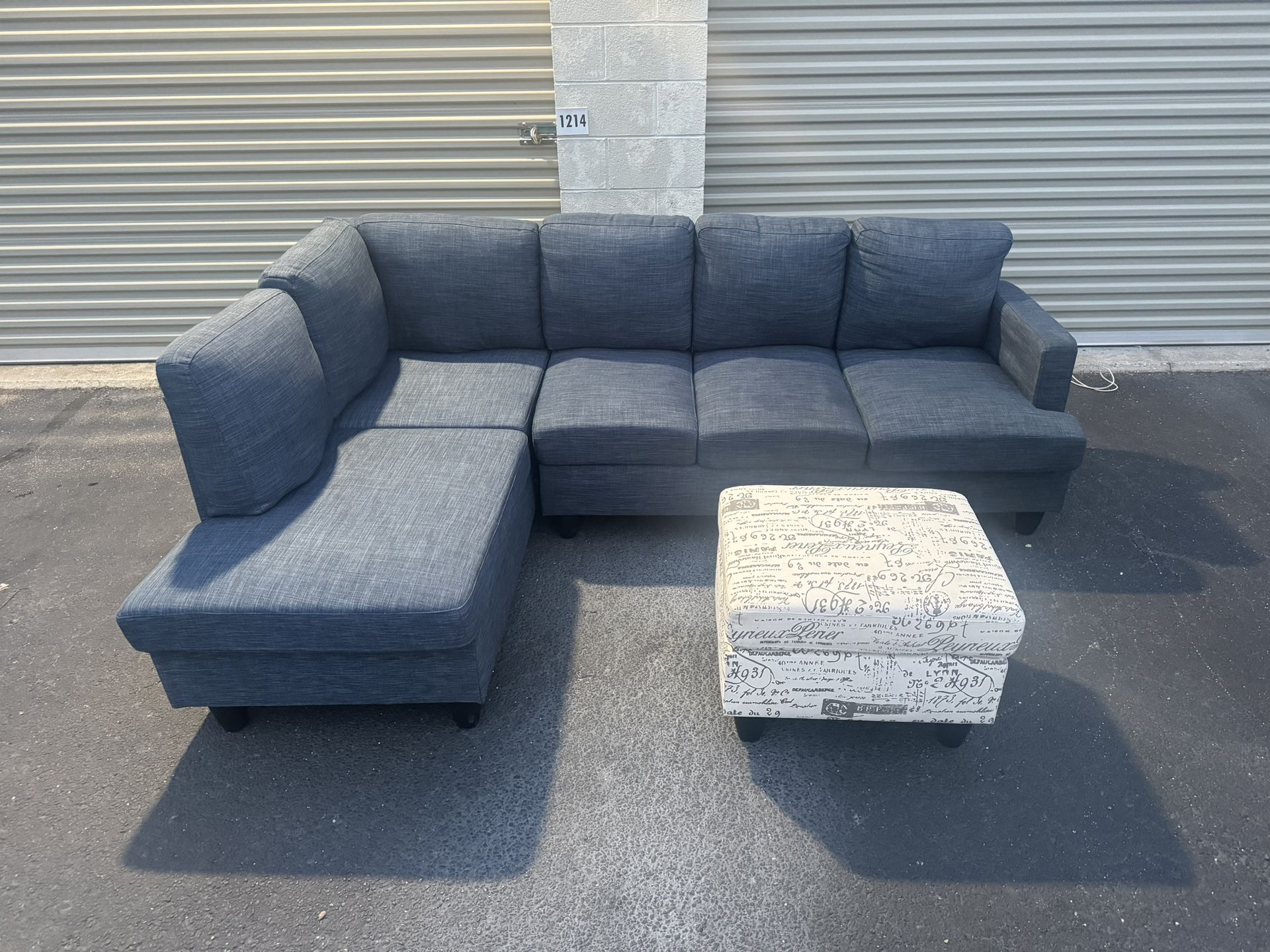 Small Blue Sectional W Ottoman