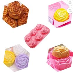 Rose Swirl Silicone Baking Mold Set Round Flower Cake Chocolate Candy Soap Mold