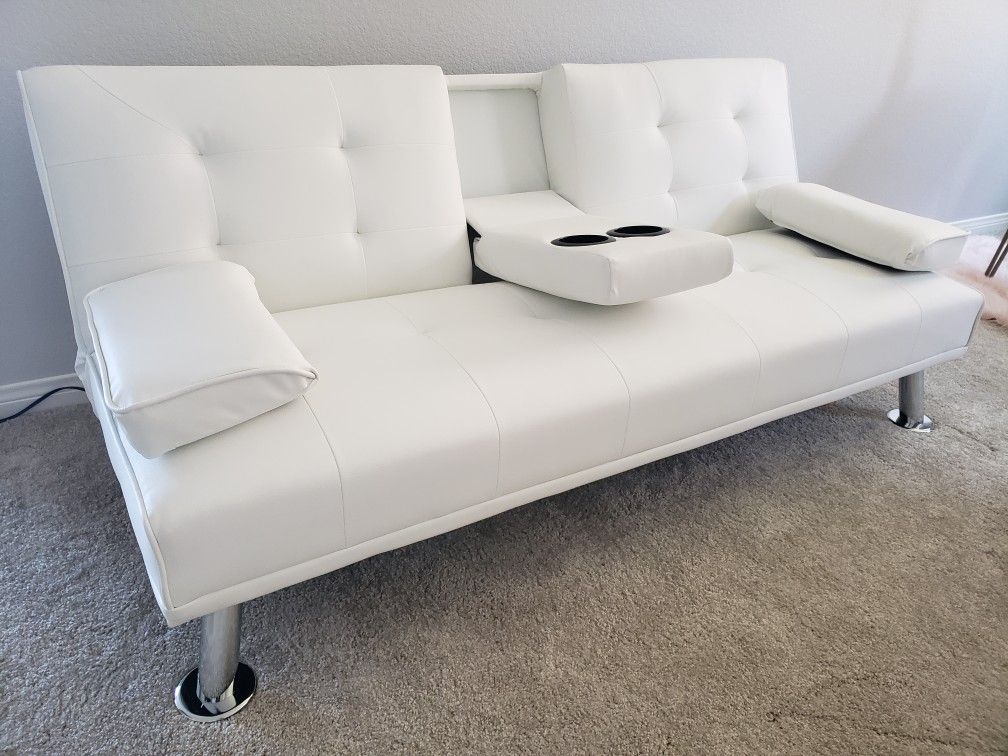 NEW Stylish White Futon / Couch / Sofa / Bed