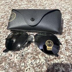Ray Ban Aviator Black/Black Lens 58mm