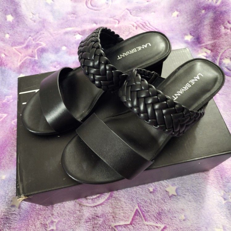 Lane Bryant, Braided Block Heels, Black. Size 8