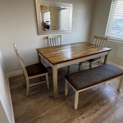Dining Table With bench Seat And 3 Chairs 