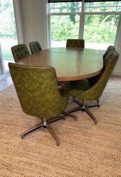 Chromcraft 1970s Space Age Dining Set Oval Extension Table & 6 Swivel Chairs FREE LOCAL DELIVERY