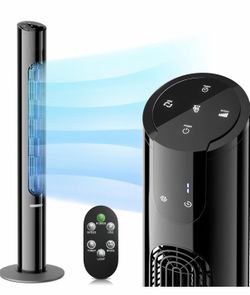Oscillating Quiet Tower Fan with Remote Control 8 Speeds 12H Timer Portable LED Display 45 Inch Electric Air Circulator Cooling Floor Standing Fan for