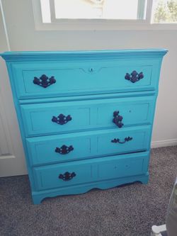 Blue Turquoise Dresser Home Office School Dorm