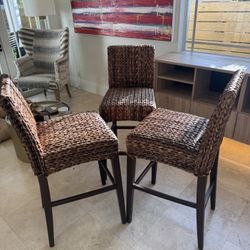 Pottery Barn Seagrass Bar Stools – Set of 3