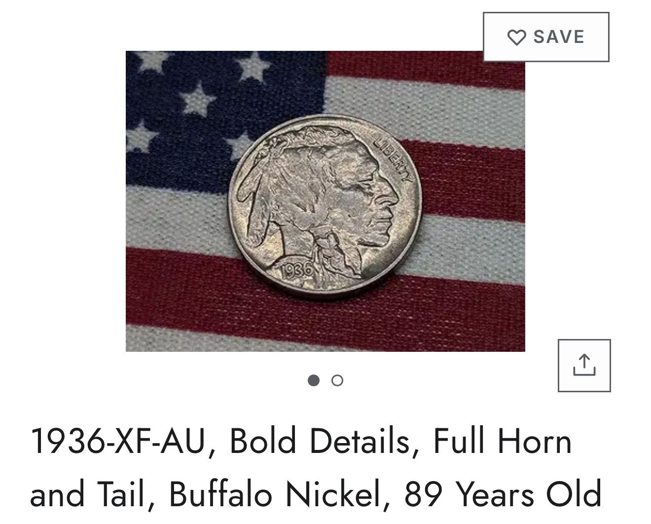 1936 Indian buffalo Nickel 