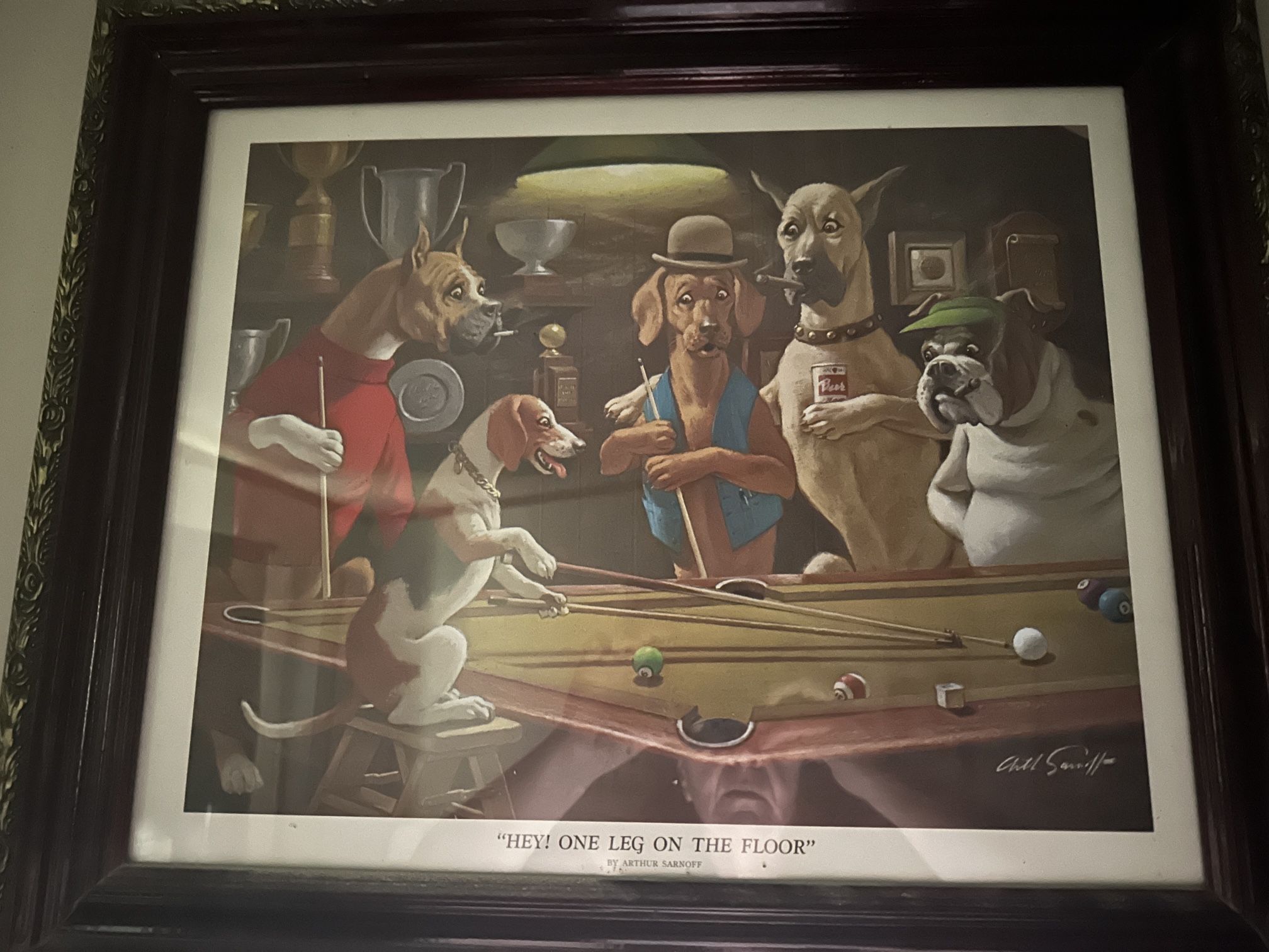 Dogs Playing pool