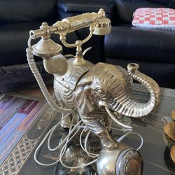 Vintage Cast Brass Elephant Form Telephone 