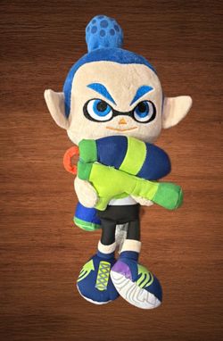 NINTENDO SPLATOON BOY INKLING BLUE MALE STUFFED DOLL. LITTLE BUDY PLUSH DOLL 10”