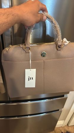 JM Structured Leather Laptop Handbag