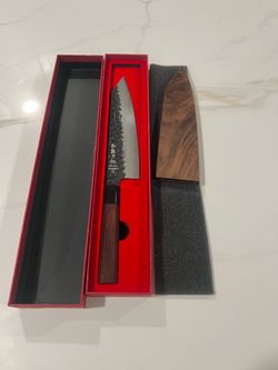 HEZHEN- 8.5" Chef Knife, 3 Layers High Carbon Clad Steel Kiritsuke Knife, (New) open box