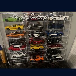 21 Car collectible with clear shelf 