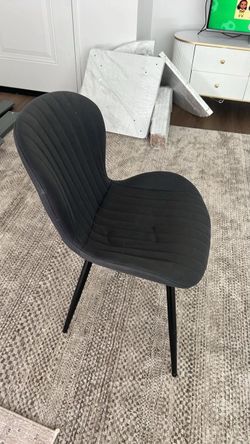 Six Black Velvet Channel-Stitched Dining Chairs