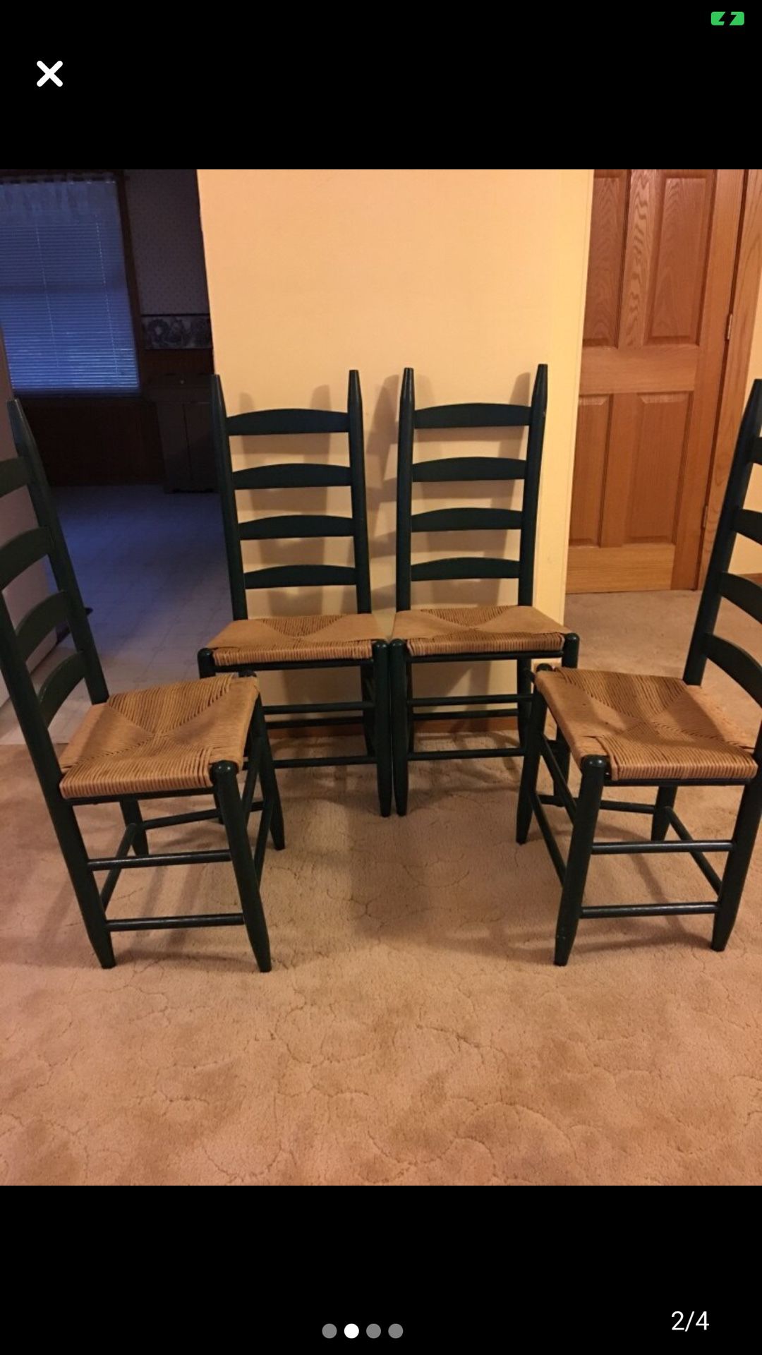 Primitive Ladder back chairs x 4