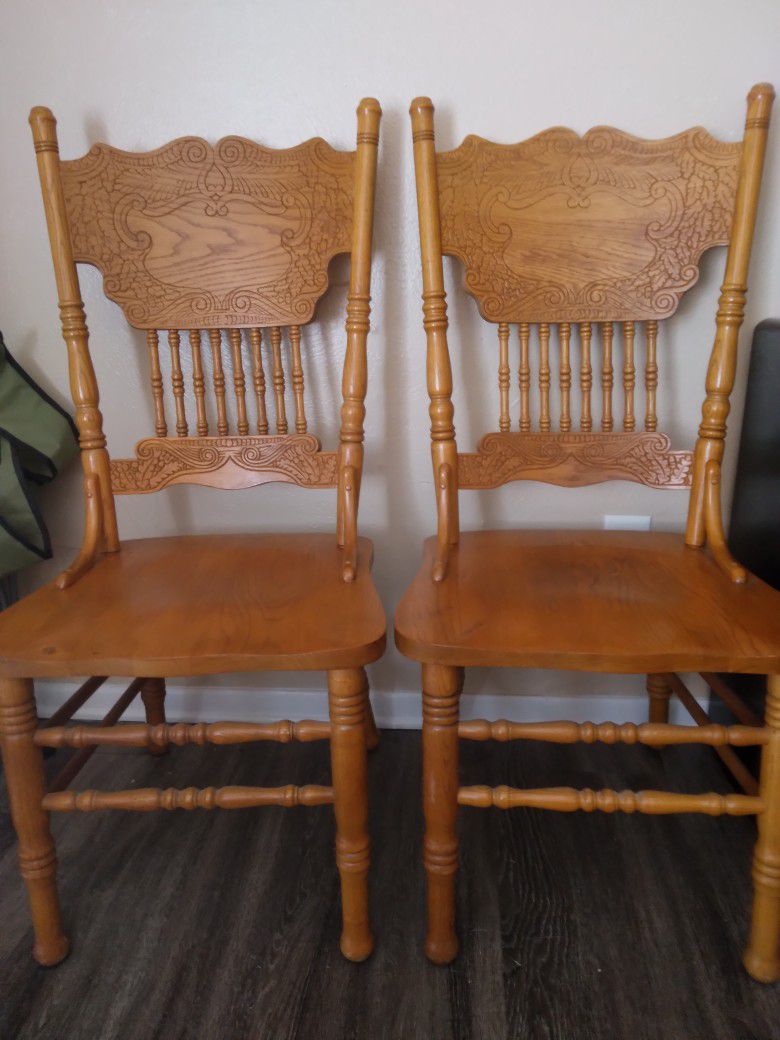 Antique Hardwood Highback Chairs 