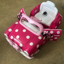 Pink/white Minnie Mouse Toy Car For Toddler 