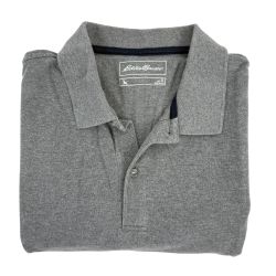 Eddie Bauer Men's Polo Shirt Short-Sleeve Casual Shirt Gray Cotton Size TL