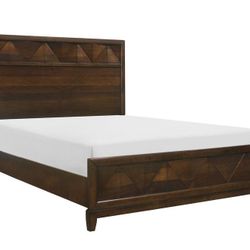 Walnut Aziel Bedroom Set Queen or King Bed Dresser Nightstand Mirror Chest Option 