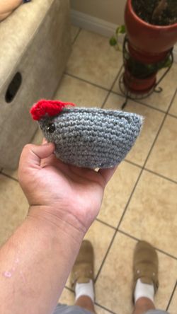 Handmade crochet chicken