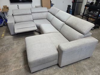 Gray Fabric Sectional Sofa with Recliner and Chaise