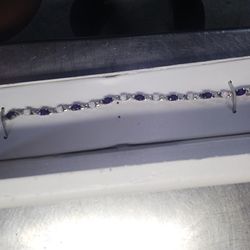 Tennis Bracelet Silver Opal Amethyst 