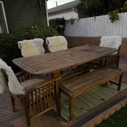 Patio Furniture Table And Wood Chairs