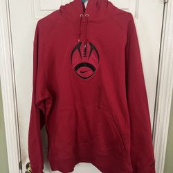 Nike Hoodie Sweatshirt Men XL Athletic Football Pullover Red Swoosh Logo