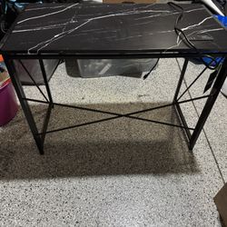 Fold-Up Black Marble Desk 