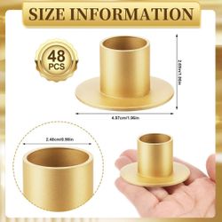 40Pcs Gold Taper Candle Holders Bulk for Wedding Pillar Candles Metal Taper Candlesticks Holders Centerpieces Short Candle Stick Dinner Decor 