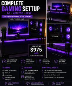 Gaming PC Setup RTX 3070 | 32GB RAM | 1.5TB | Monitor + Desk | $975