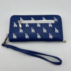 MLB Los Angeles Dodgers Zip Around Wristlet Wallet Blue White