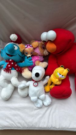 Collection Of: Paw Patrol (Sky), Garfield,  Snoopy, Elmo, And Smurf.