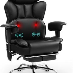 Massage Office Chair with Heat 500 Lbs Managerial Chair with Footrest Ergonomic Big and Tall Executive Managerial Chair with Footrest, 2-Point Vibrati
