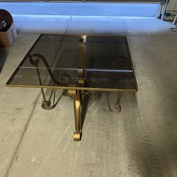 Vintage Gold Glass Top Table Beautiful 