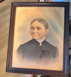 Antique Portrait Pastel Drawing Painting Framed