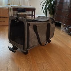 Pet Dog Cat Puppy Kitten Carrier with Wheels