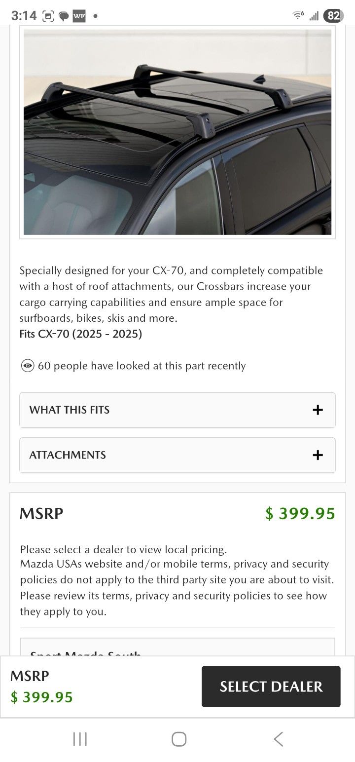 New 2025 Mazda CX 70  Roof Racks 