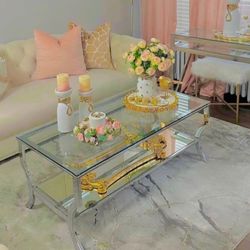 Rectangle Glass Top Coffee Table Chrome 