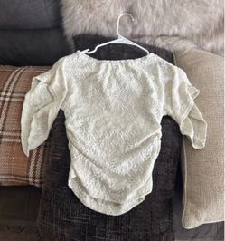 White Eyelet Lace Ruched Top