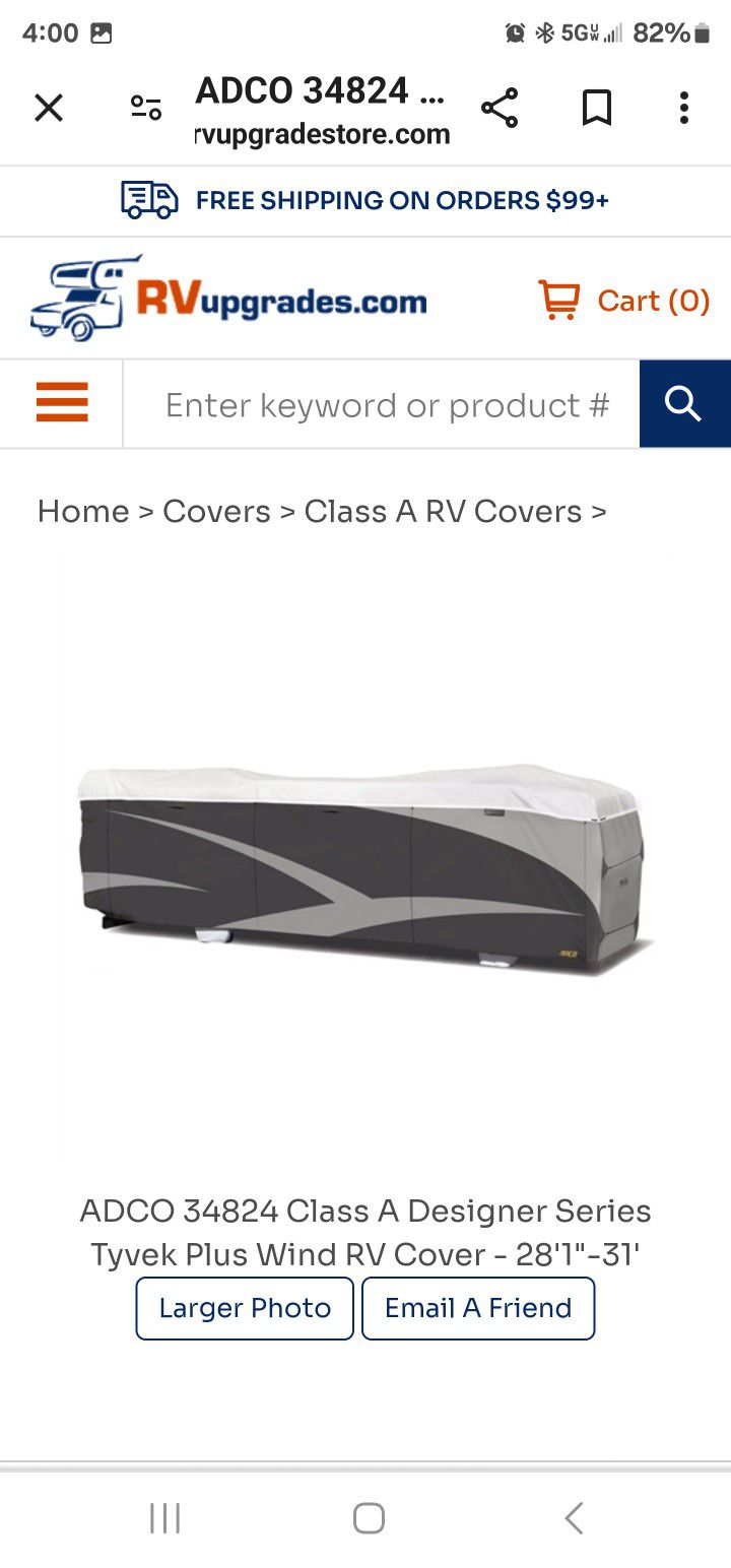 Adco Tyvek RV Cover For 28" To 31" Foot Class A Motorhomes Gray Polypropylene-34824