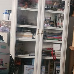 White Glass Door Bookshelf 